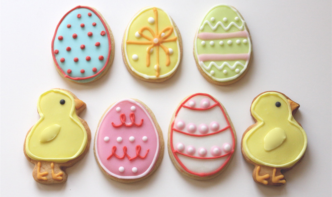 galletas de vainilla decoradas para Pascua