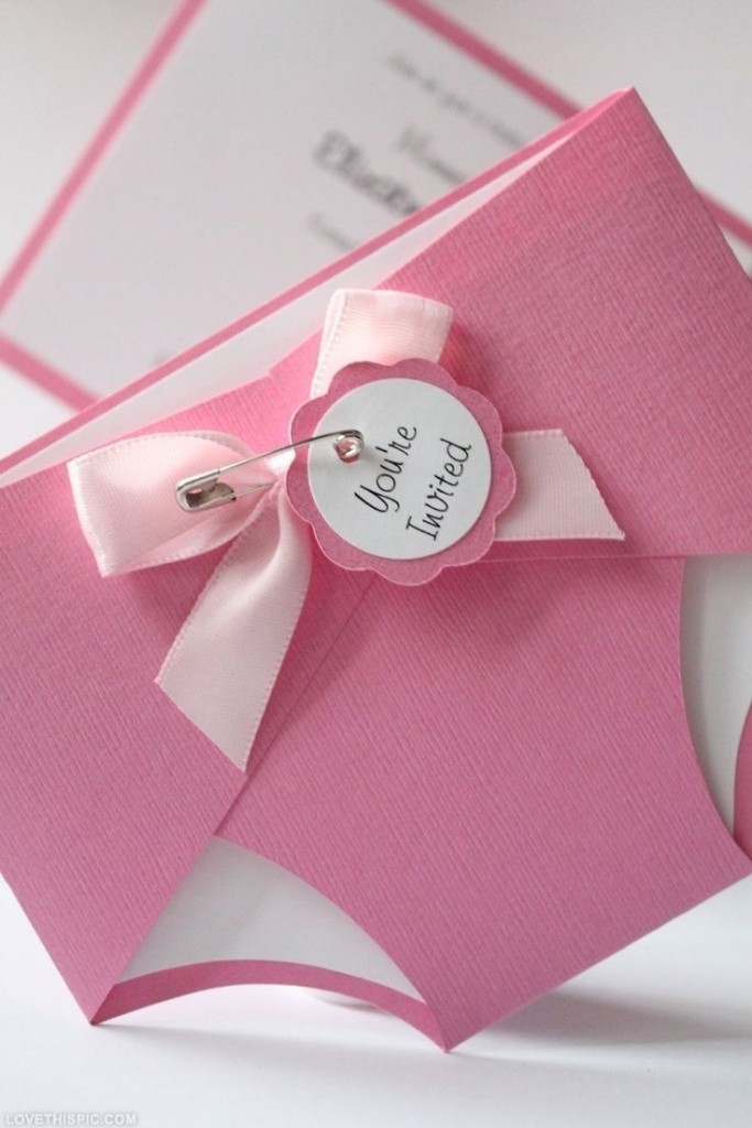 Invitaciones para Baby Shower de niña pañal