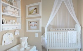Decoración de la habitación del bebé con color beige