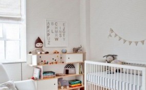 Decoración moderna para la habitación del bebé blanca