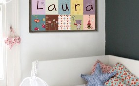 Decorar habitación del bebé con su nombre en un cuadro