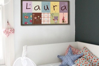 Decorar habitación del bebé con su nombre en un cuadro