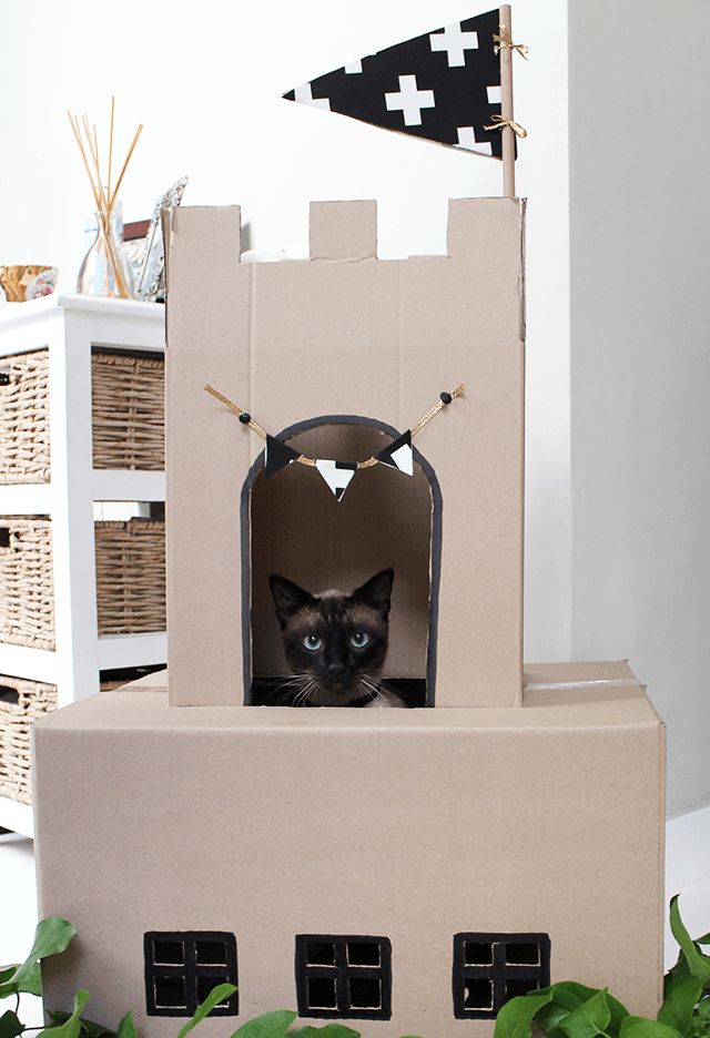 Casas para gatos con cajas de cartón