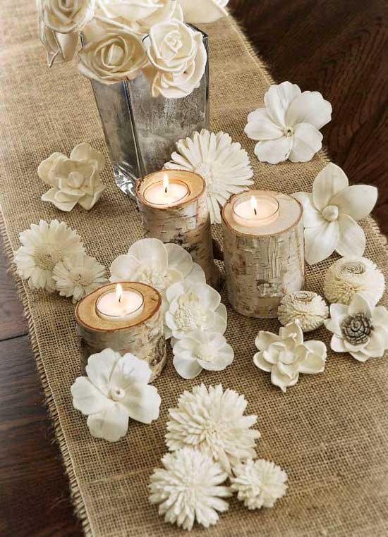 Ideas de centros de mesa con velas y flores