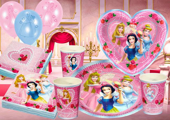 Platos y vasos de princesas disney para fiestas infantiles