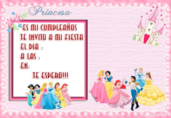 Envía tarjetas de invitación para cumpleaños de princesas Disney