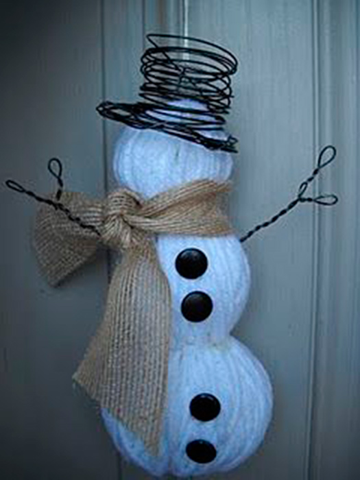Muñeco de nieve con tela de saco