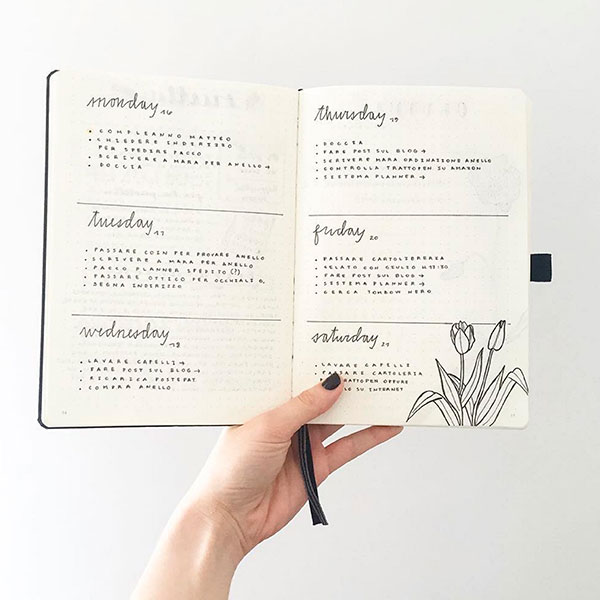 Cómo hacer el calendario semanal del bullet journal